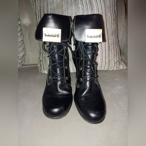 Ladies Timberland Black Combat Boot w/Convertible Cuff